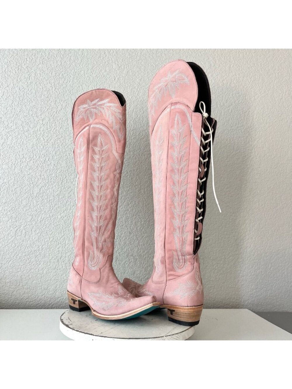 Lane LEXINGTON Over the Knee Womens Cowboy Boots 8.5 Pink Western Cowgirl Tall